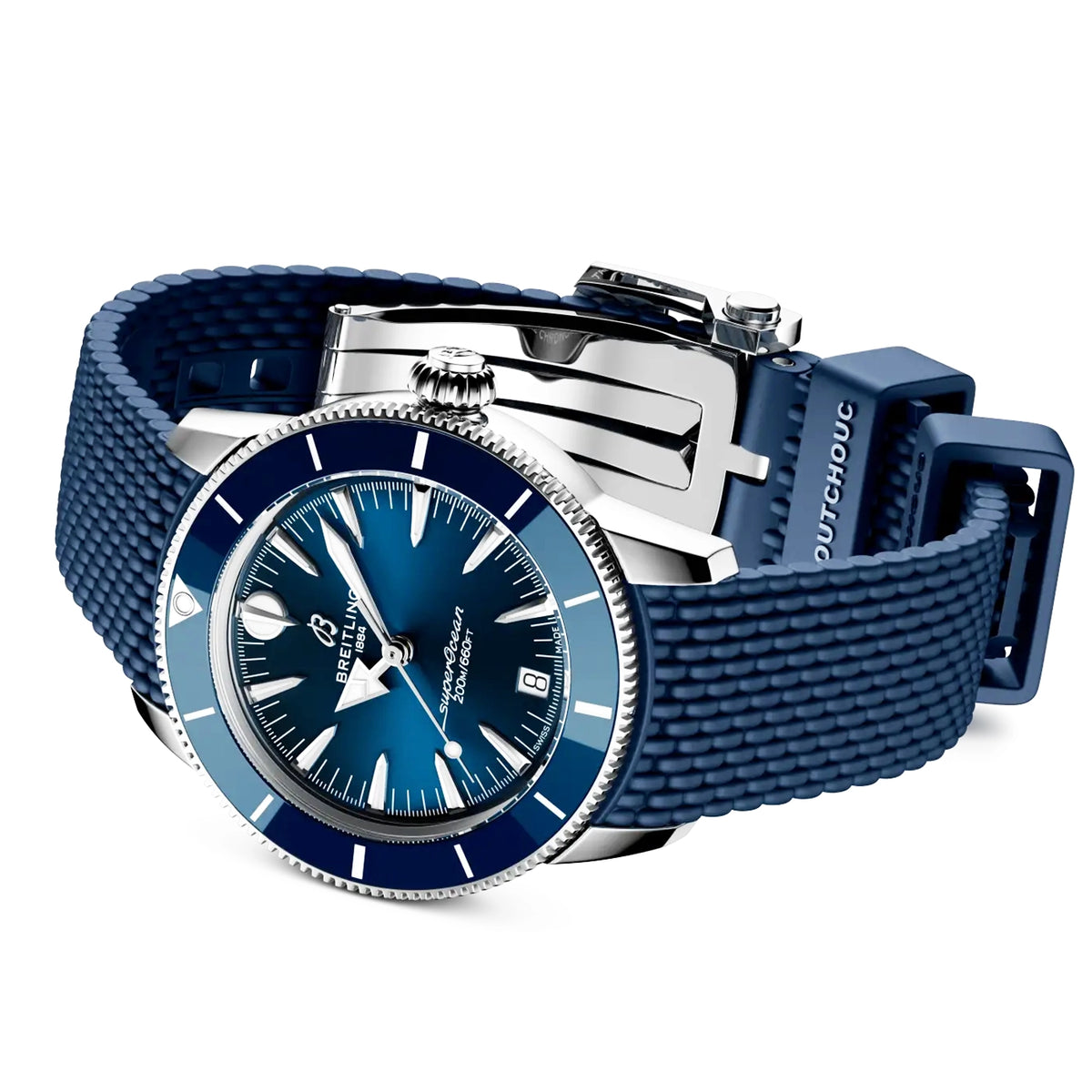 Breitling Superocean Heritage 36mm Blue Dial Rubber Strap Watch - Berry's Jewellers
