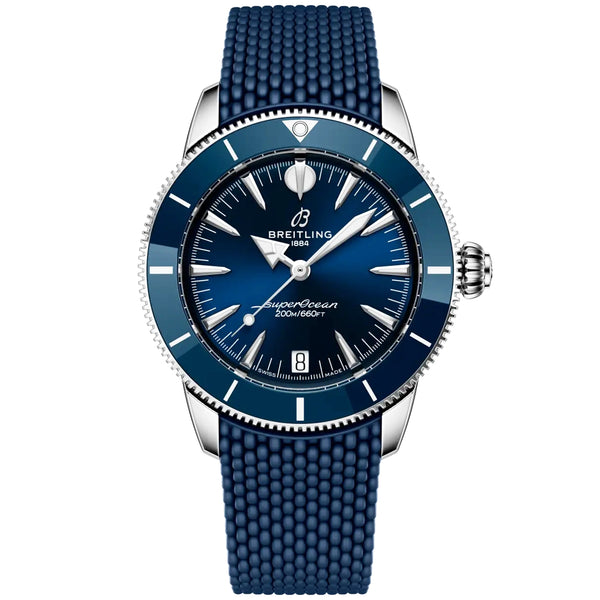 Breitling Superocean Heritage 36mm Blue Dial Rubber Strap Watch - Berry's Jewellers