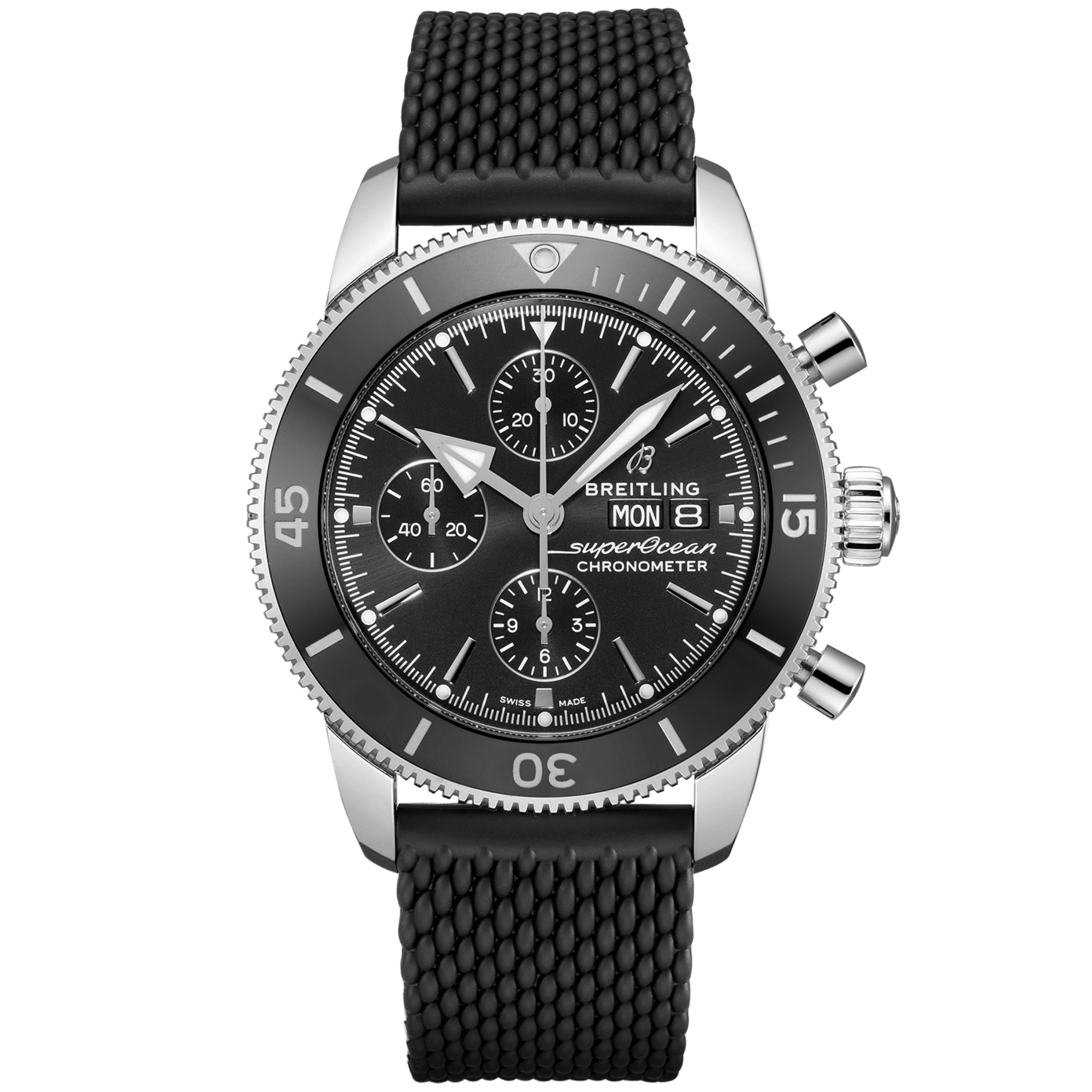 Superocean Heritage Chronograph 44mm Black Dial Automatic Strap Watch