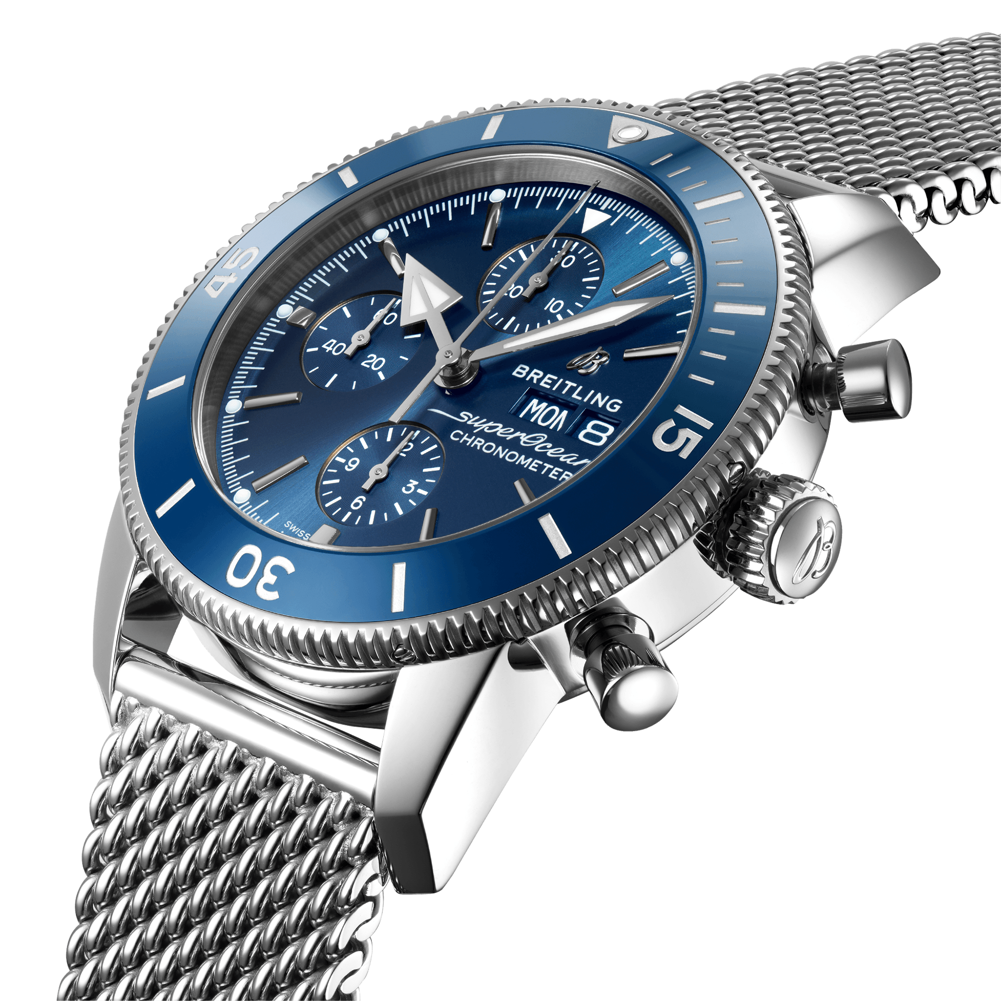 Superocean Heritage Chronograph 44mm Blue Dial Bracelet Watch