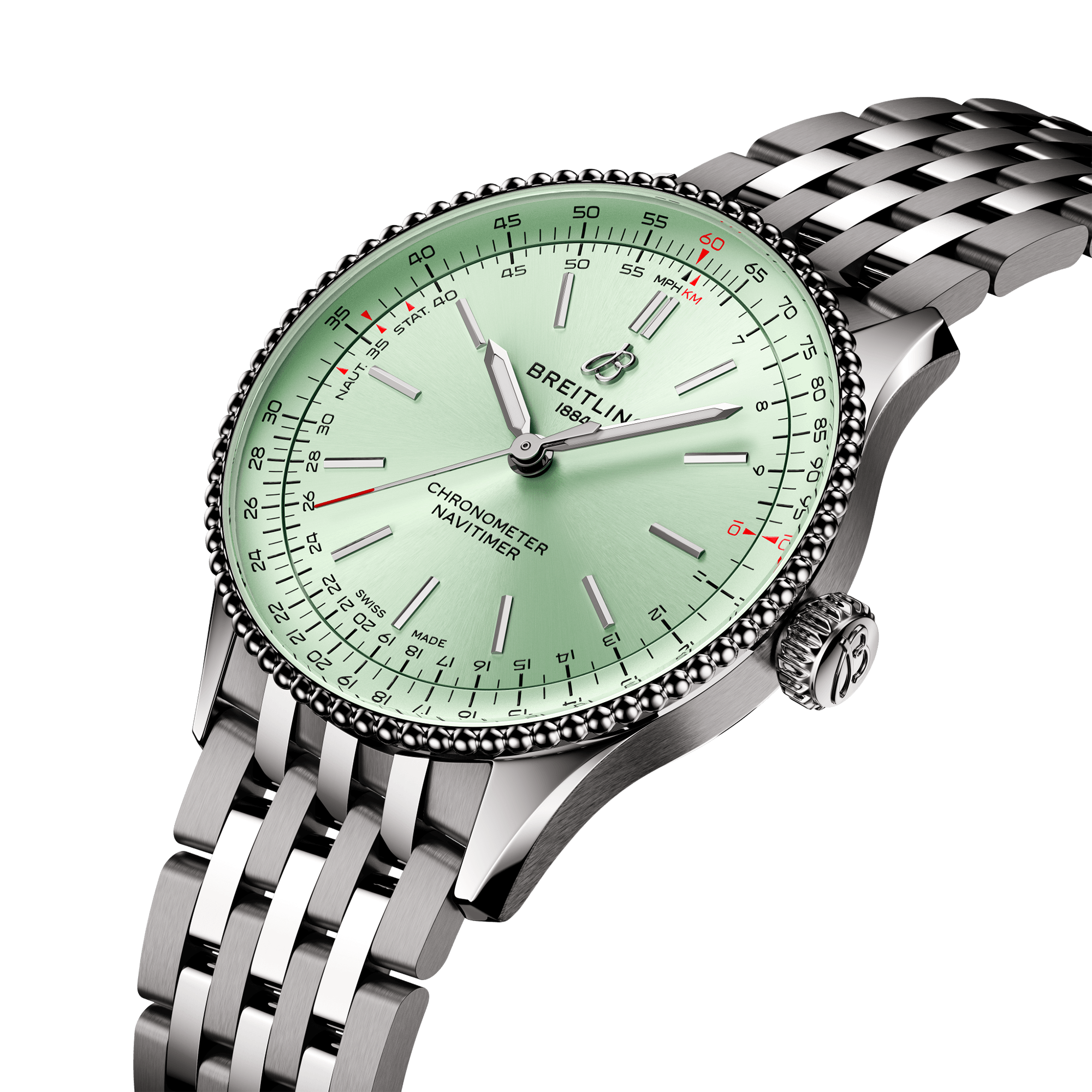 Navitimer 36mm Mint Green Dial Ladies Bracelet Watch