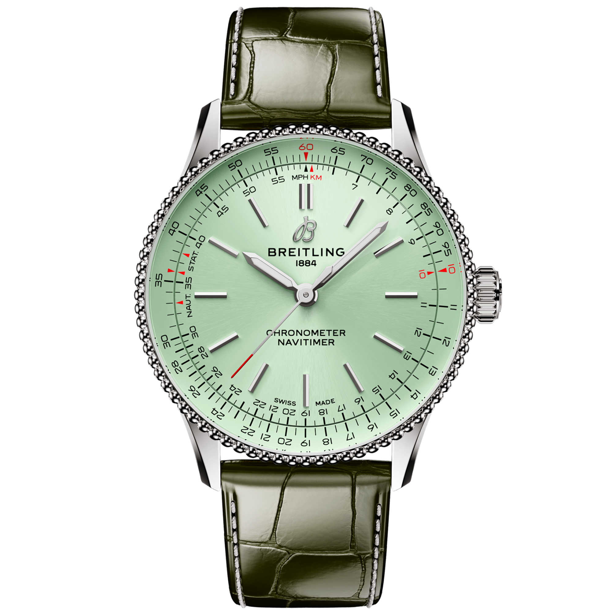 Navitimer 36mm Mint Green Dial Ladies Strap Watch