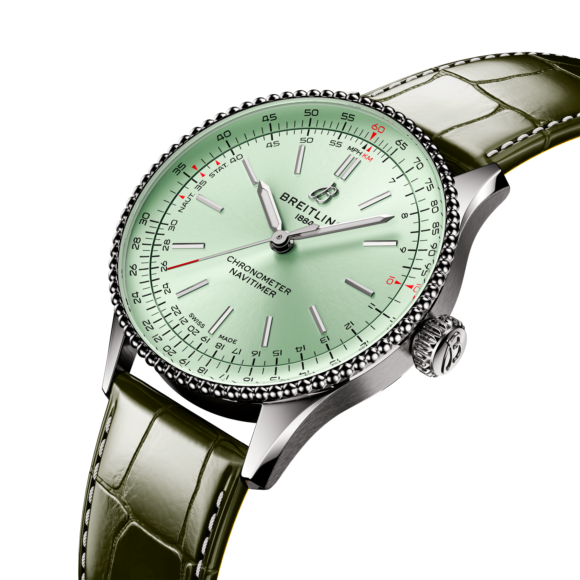 Navitimer 36mm Mint Green Dial Ladies Strap Watch