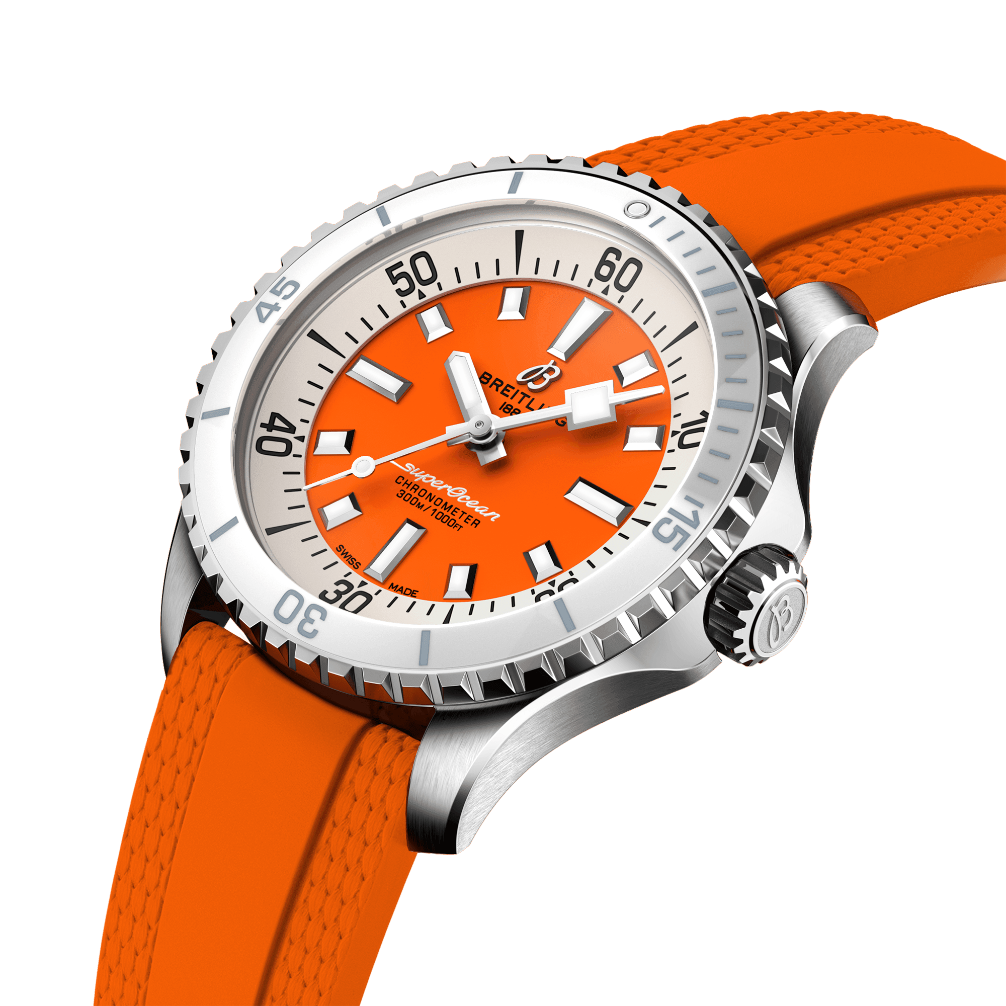 Superocean 36mm Orange Dial Ladies Automatic Strap Watch