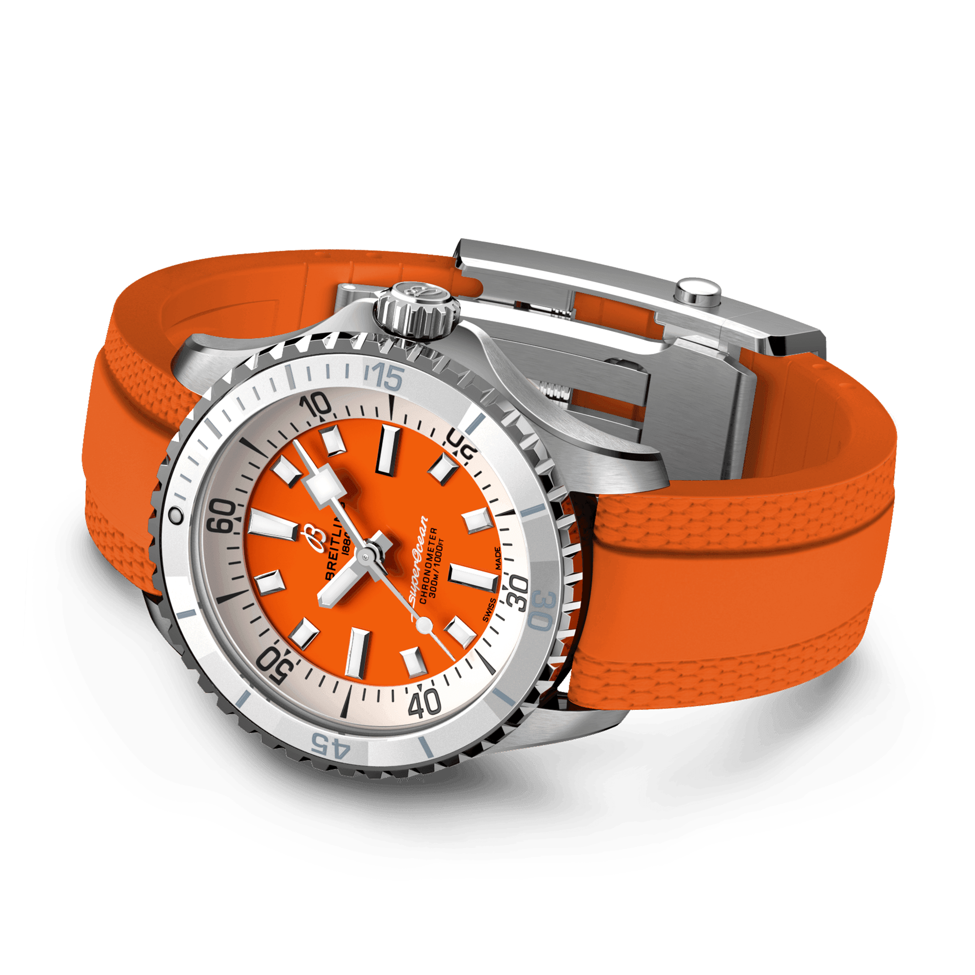 Superocean 36mm Orange Dial Ladies Automatic Strap Watch