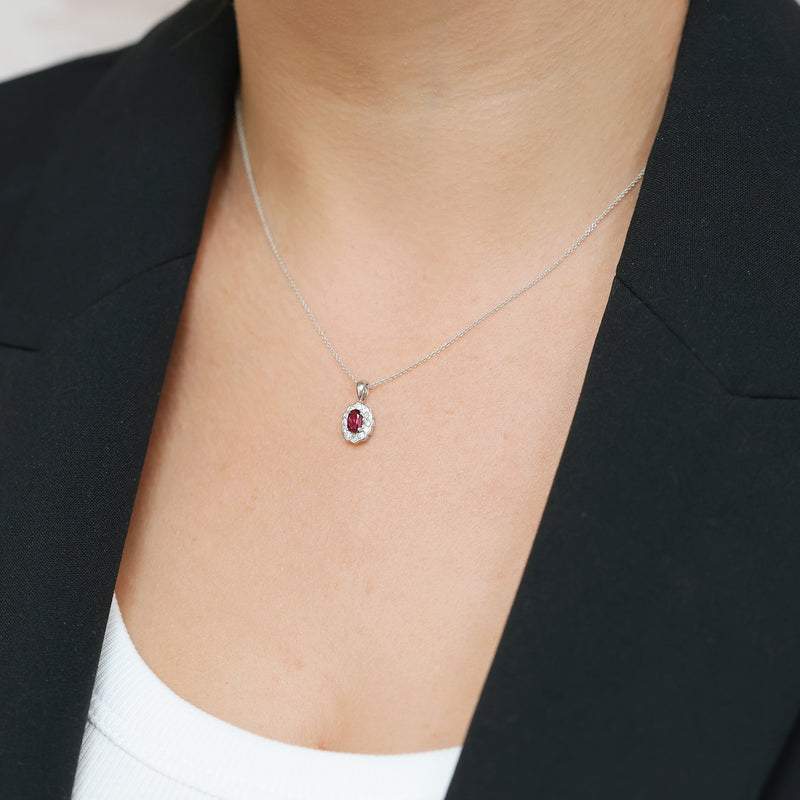 Berry's 18ct White Gold Ruby And Diamond Cluster Pendant - Berry's Jewellers