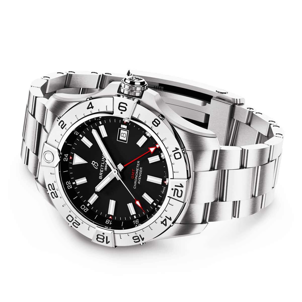 Avenger GMT 44mm Black Dial Automatic Bracelet Watch