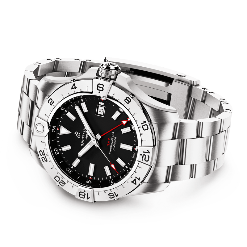 Avenger GMT 44mm Black Dial Automatic Bracelet Watch