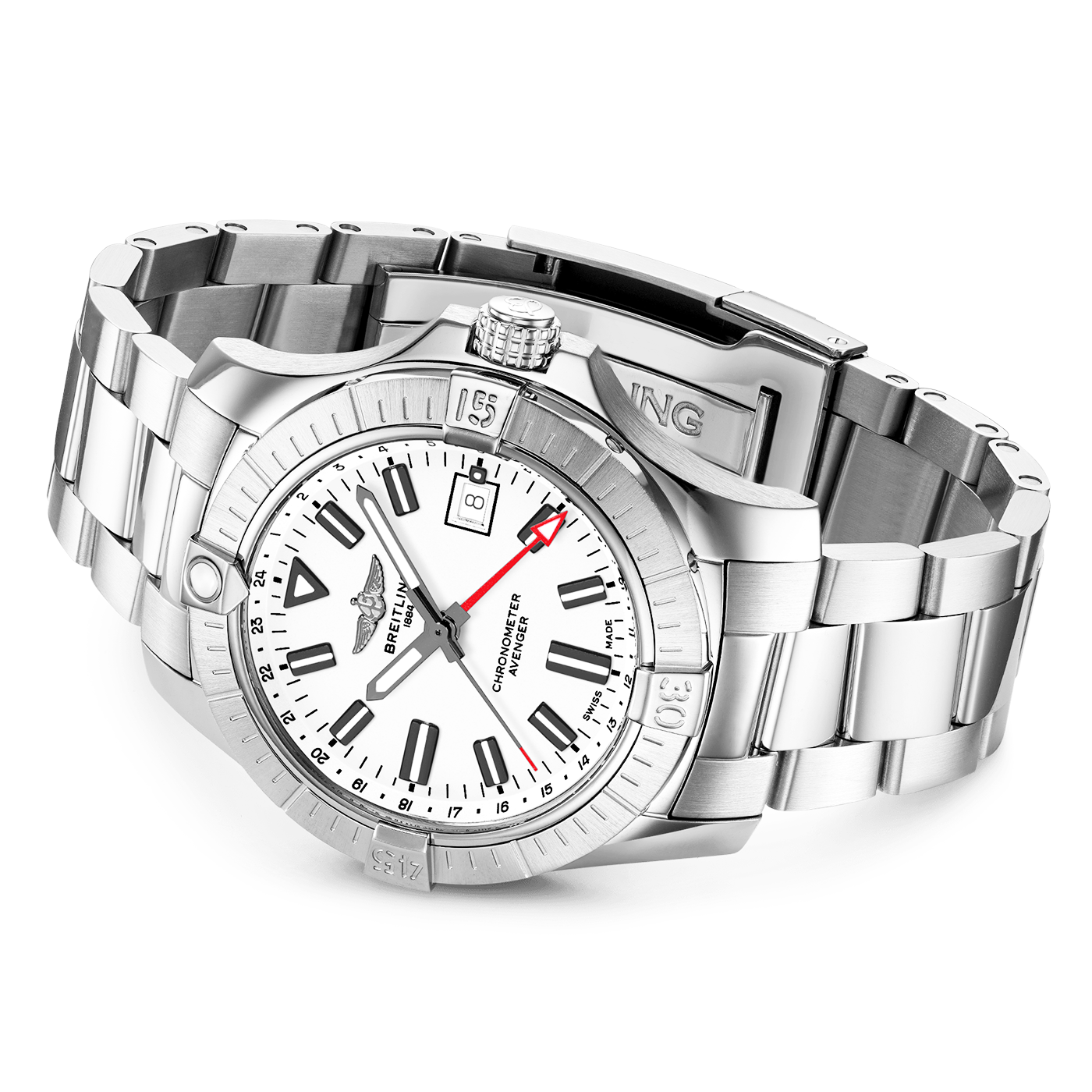 Avenger GMT 43mm White Dial Automatic Bracelet Watch