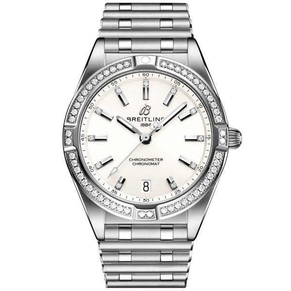Breitling Chronomat 32mm Silver Dial Diamond Set Ladies Bracelet Watch - Berry's Jewellers