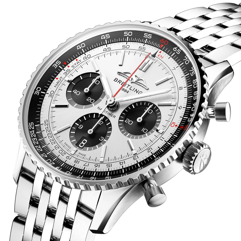 Breitling Navitimer 43mm Silver/Black Dial Mens Chronograph Bracelet Watch - Berry's Jewellers