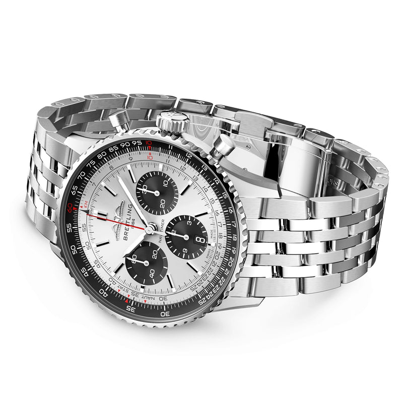 Breitling Navitimer 43mm Silver/Black Dial Mens Chronograph Bracelet Watch - Berry's Jewellers