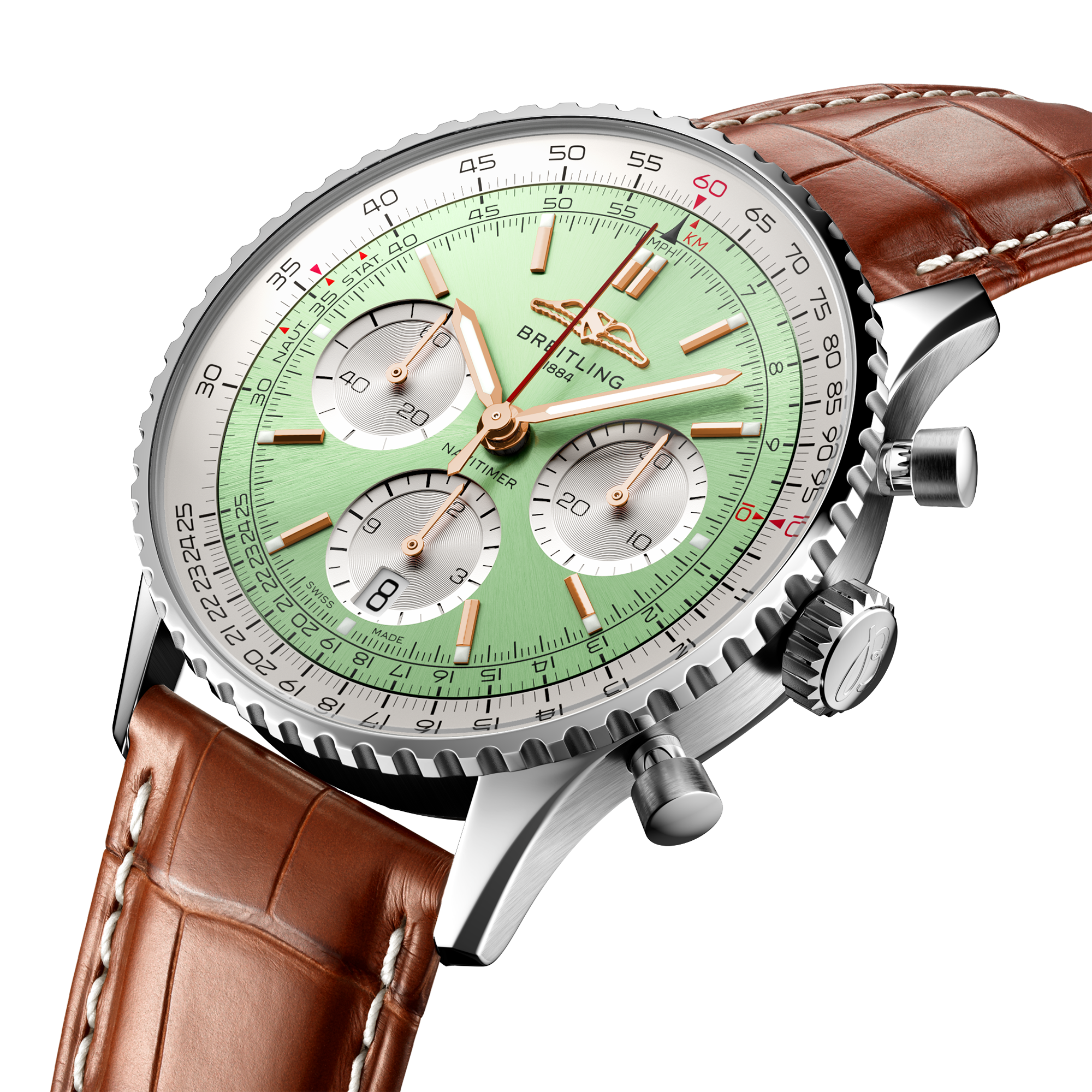 Navitimer 41mm Green Dial Men's Chronograph Strap Watch