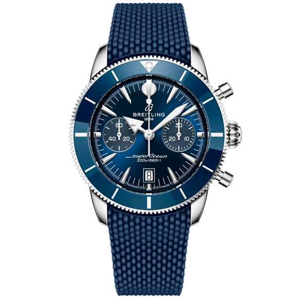 Breitling Superocean Heritage Chronograph 42mm Blue Dial Rubber Strap Watch - Berry's Jewellers