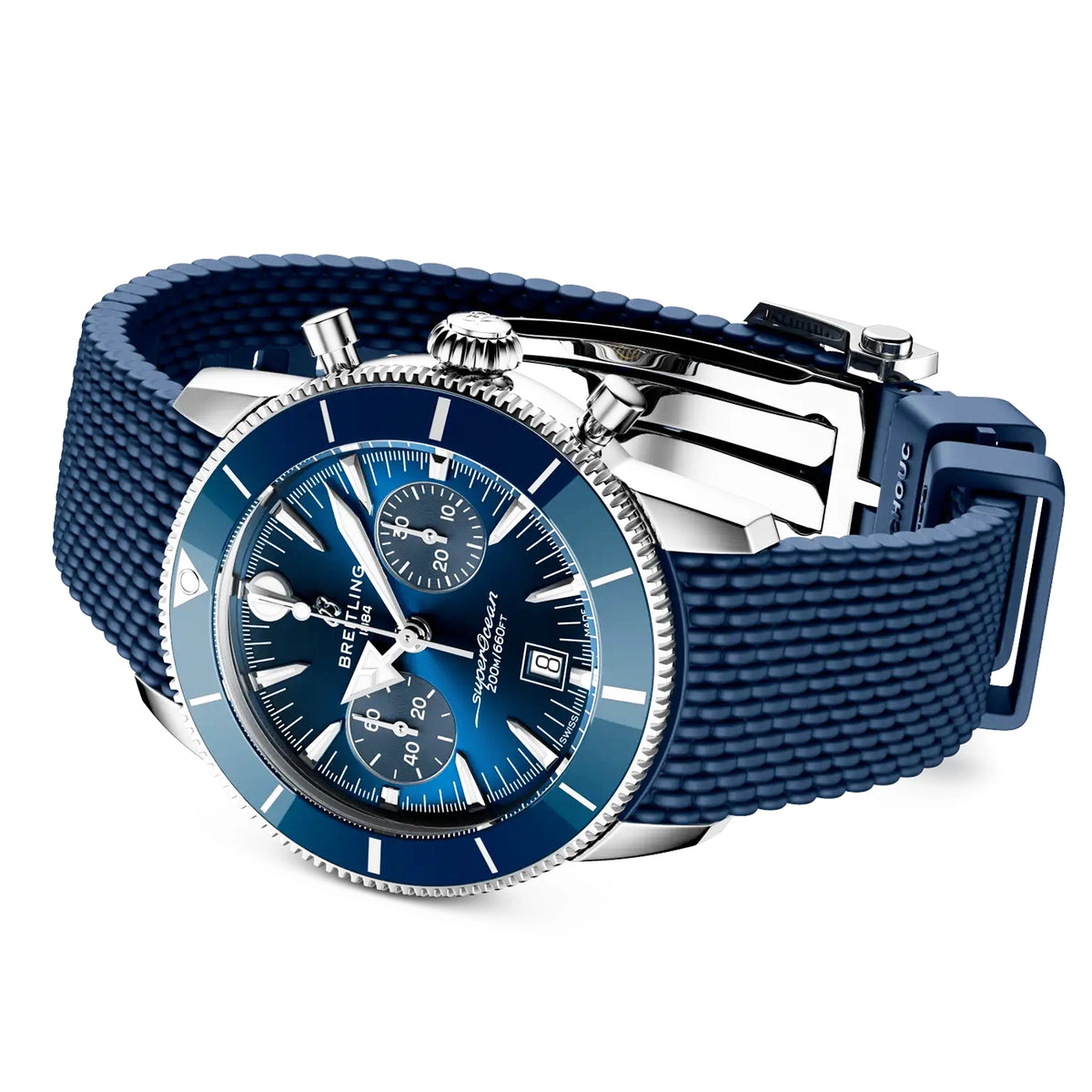 Breitling Superocean Heritage Chronograph 42mm Blue Dial Rubber Strap Watch - Berry's Jewellers