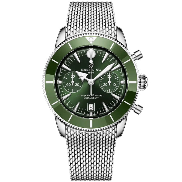 Breitling Superocean Heritage Chronograph 42mm Green Dial Bracelet Watch - Berry's Jewellers