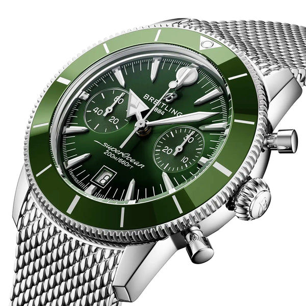 Breitling Superocean Heritage Chronograph 42mm Green Dial Bracelet Watch - Berry's Jewellers