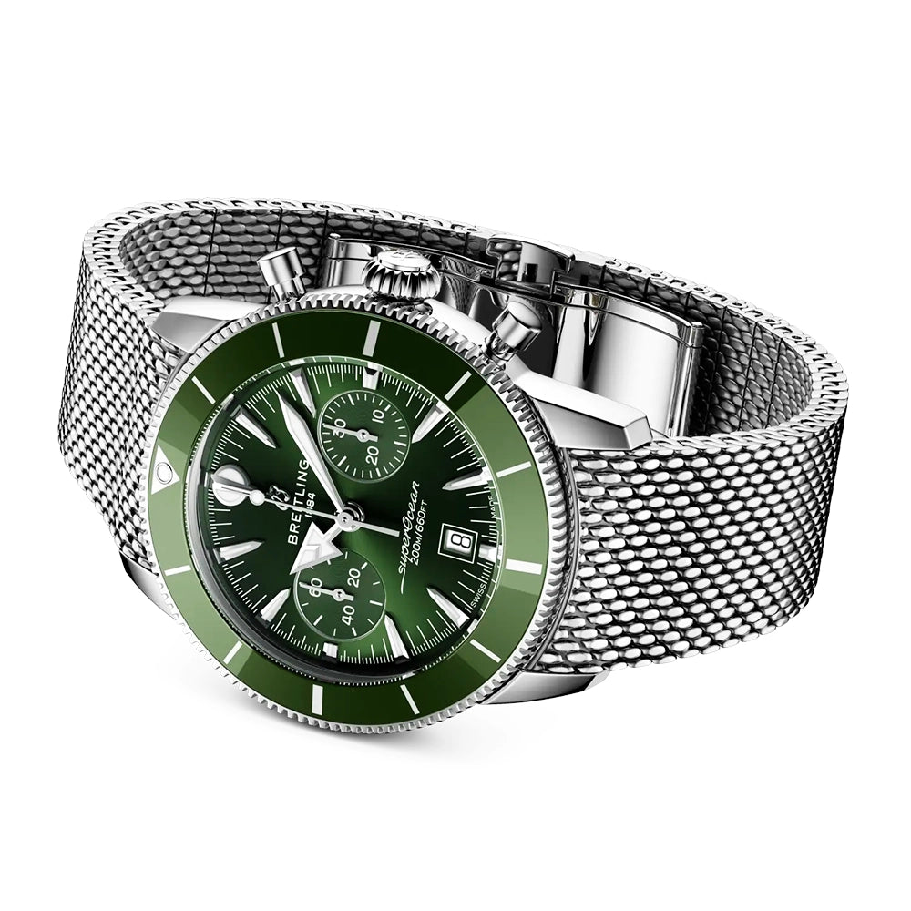 Breitling Superocean Heritage Chronograph 42mm Green Dial Bracelet Watch - Berry's Jewellers