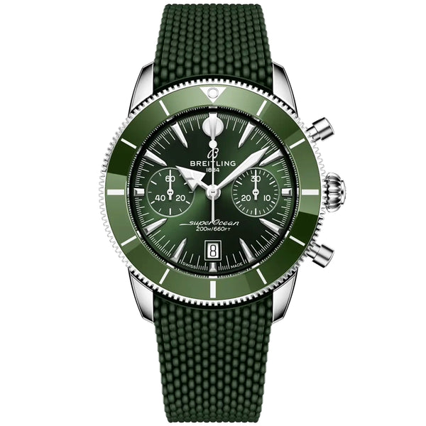 Breitling Superocean Heritage Chronograph 42mm Green Dial Strap Watch - Berry's Jewellers