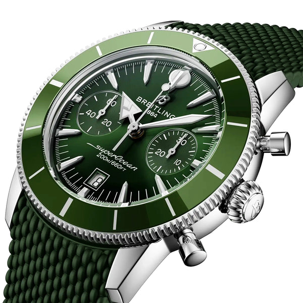 Breitling Superocean Heritage Chronograph 42mm Green Dial Strap Watch - Berry's Jewellers