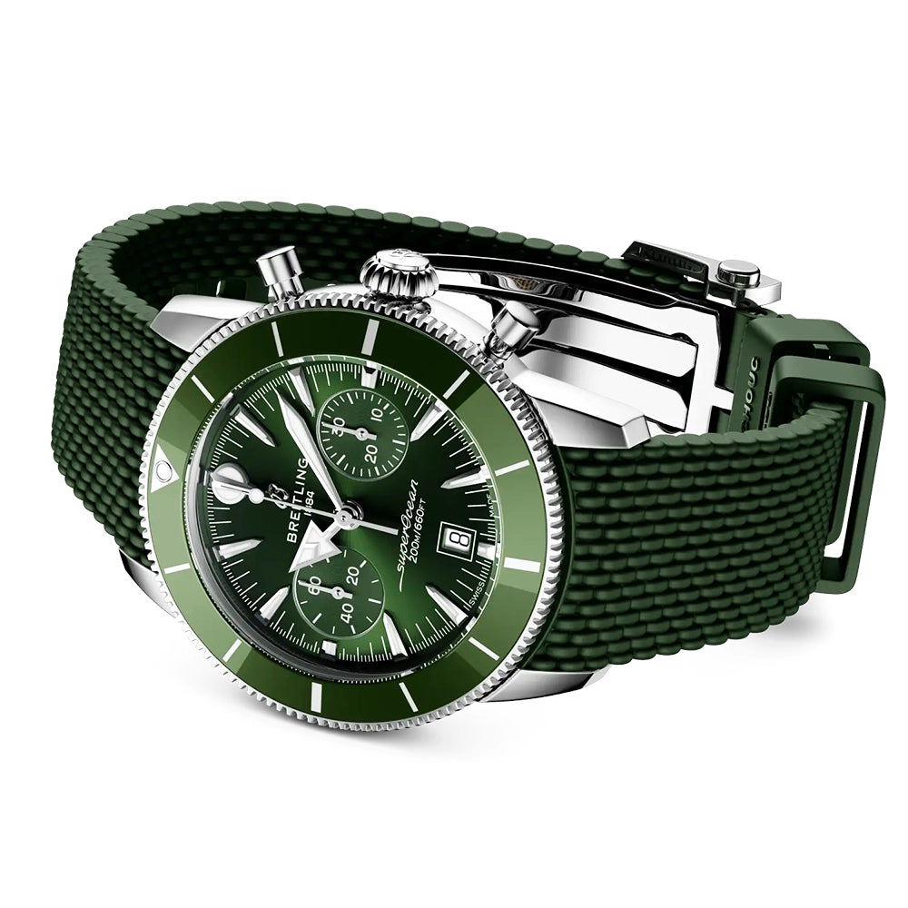 Breitling Superocean Heritage Chronograph 42mm Green Dial Strap Watch - Berry's Jewellers