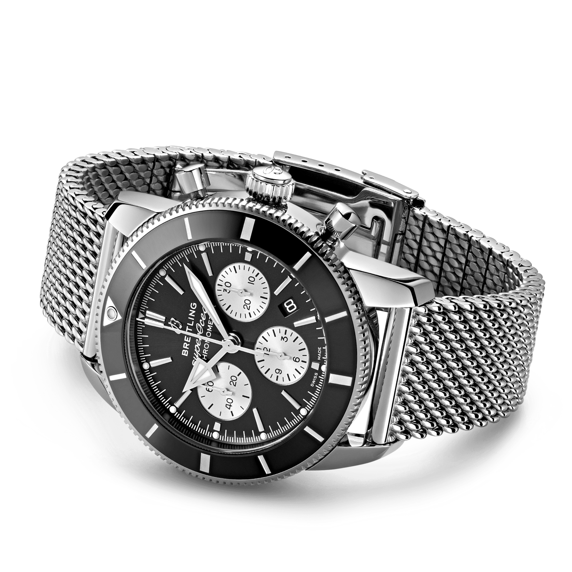 Superocean Heritage Chronograph 44mm Black Dial Bracelet Watch