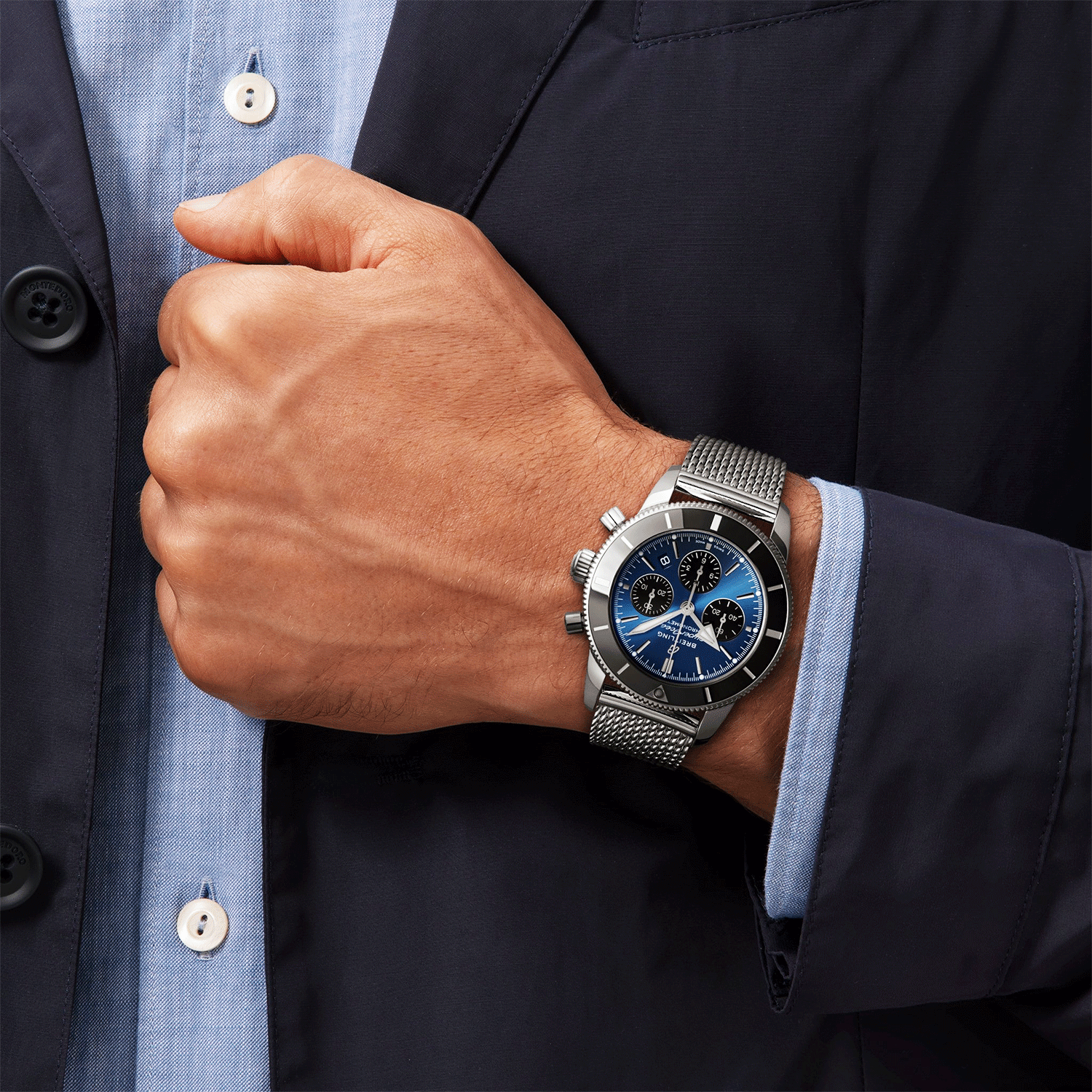 Superocean Heritage 44mm Blue/Black Dial Chronograph Bracelet Watch