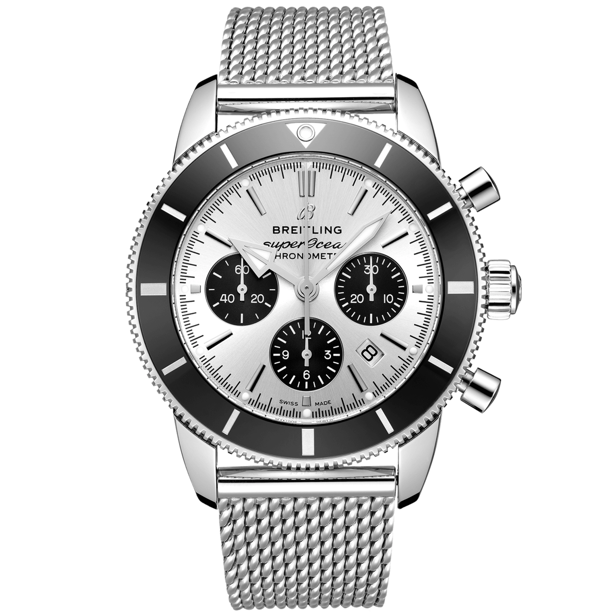 Superocean Heritage Chronograph 44mm Silver Dial Bracelet Watch