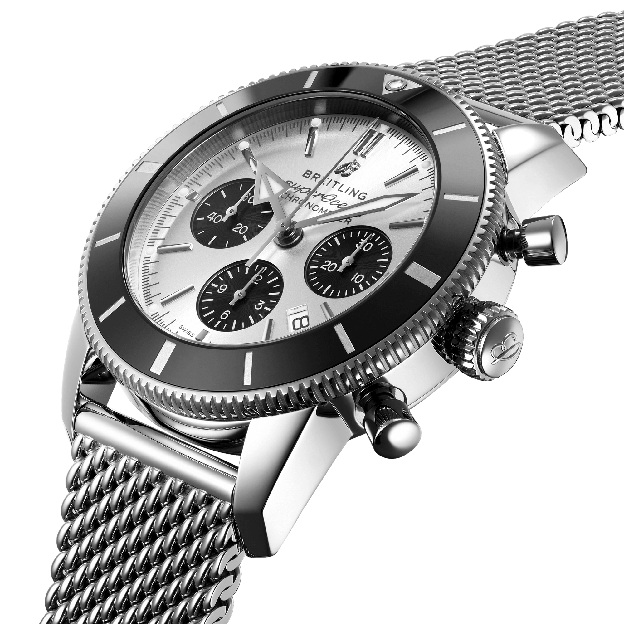 Superocean Heritage Chronograph 44mm Silver Dial Bracelet Watch