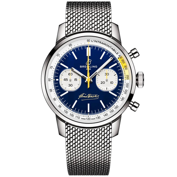 Breitling Top Time B01 Gino Bartali Limited Edition Blue Dial Bracelet Watch - Berry's Jewellers