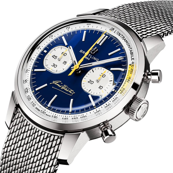 Breitling Top Time B01 Gino Bartali Limited Edition Blue Dial Bracelet Watch - Berry's Jewellers