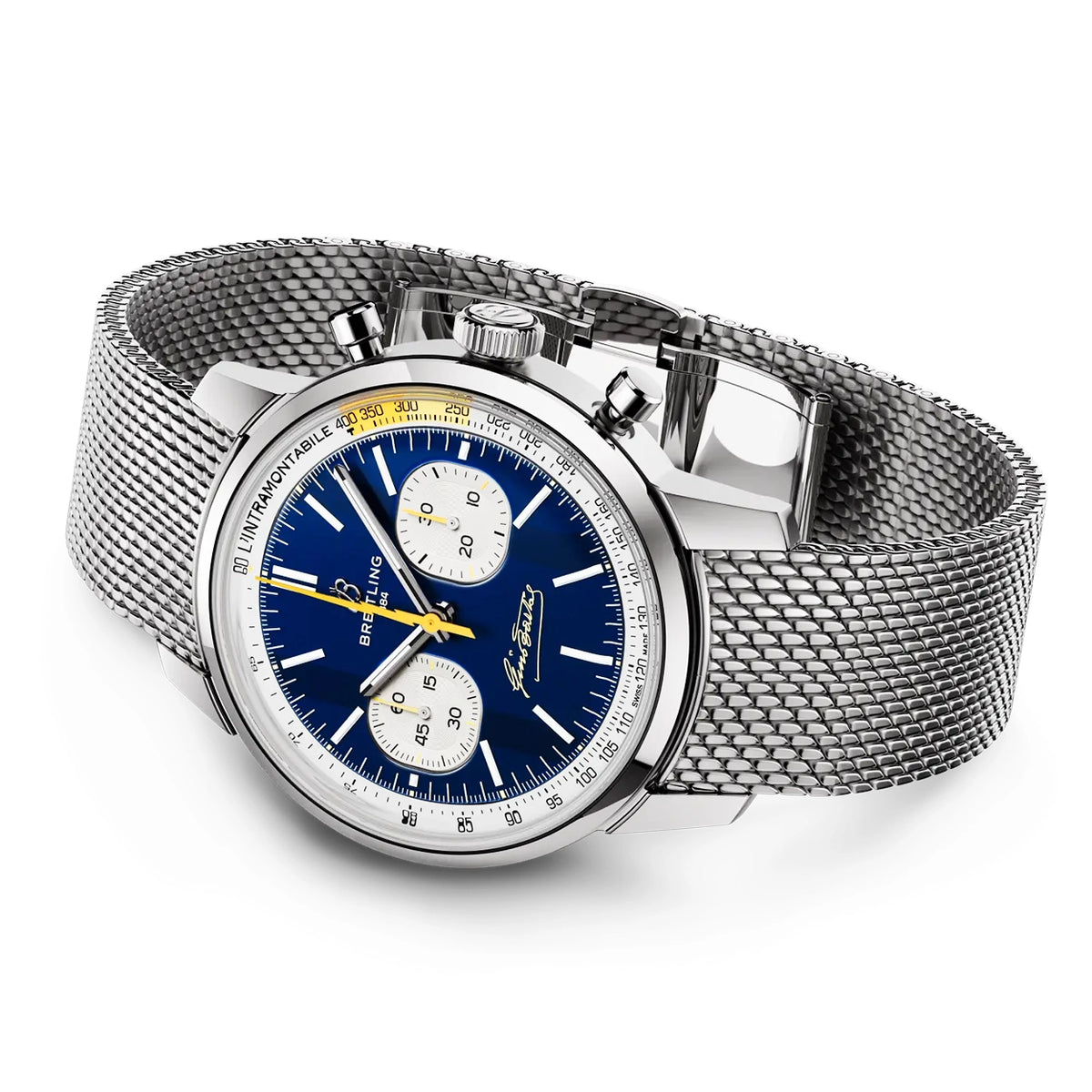 Breitling Top Time B01 Gino Bartali Limited Edition Blue Dial Bracelet Watch - Berry's Jewellers