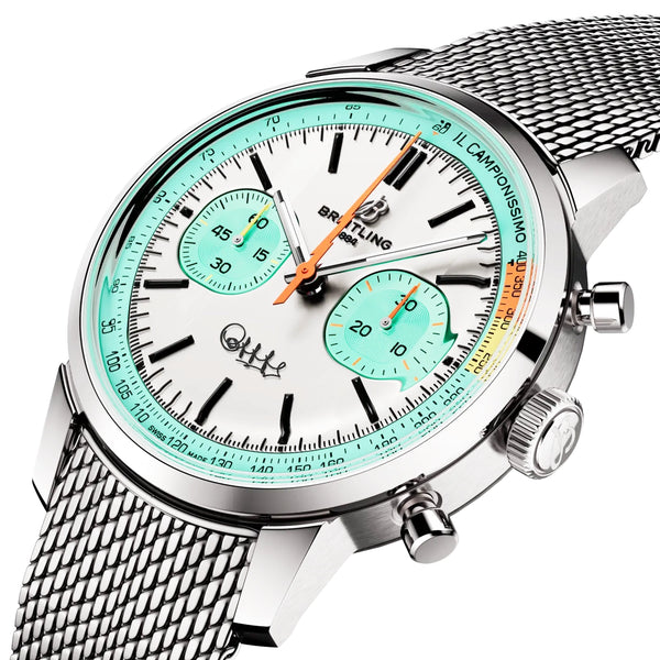 Breitling Top Time B01 Fausto Coppi Limited Edition Mint Dial Bracelet Watch - Berry's Jewellers