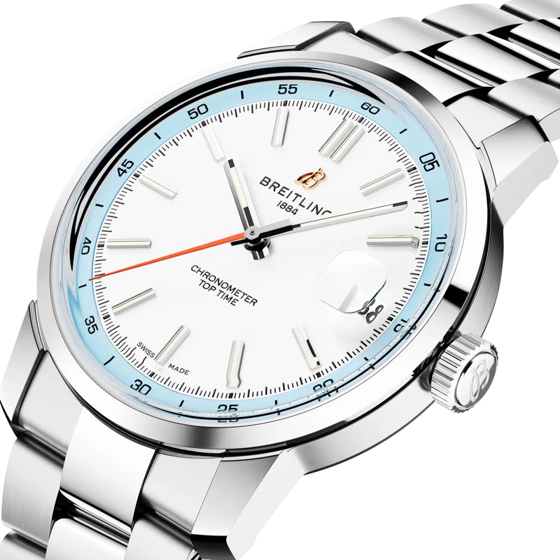 Breitling Top Time B31 38mm White Dial Automatic Bracelet Watch - Berry's Jewellers