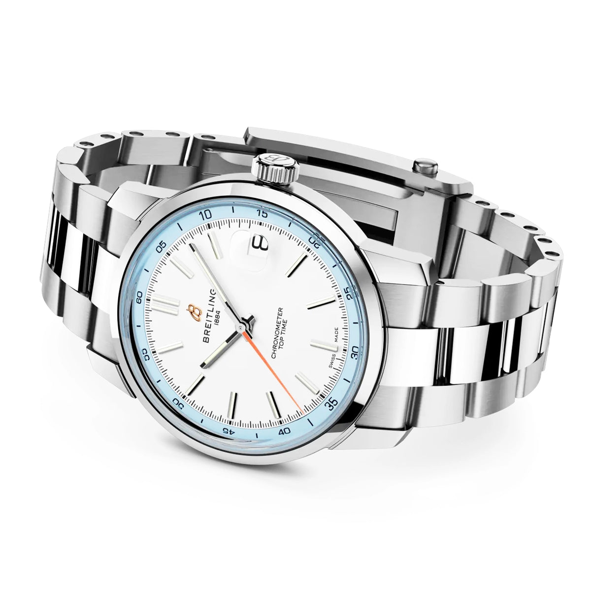 Breitling Top Time B31 38mm White Dial Automatic Bracelet Watch - Berry's Jewellers
