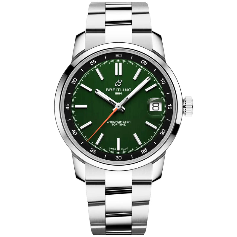 Breitling Top Time B31 38mm Green Dial Automatic Bracelet Watch - Berry's Jewellers