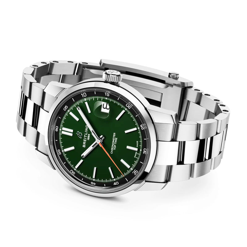 Breitling Top Time B31 38mm Green Dial Automatic Bracelet Watch - Berry's Jewellers