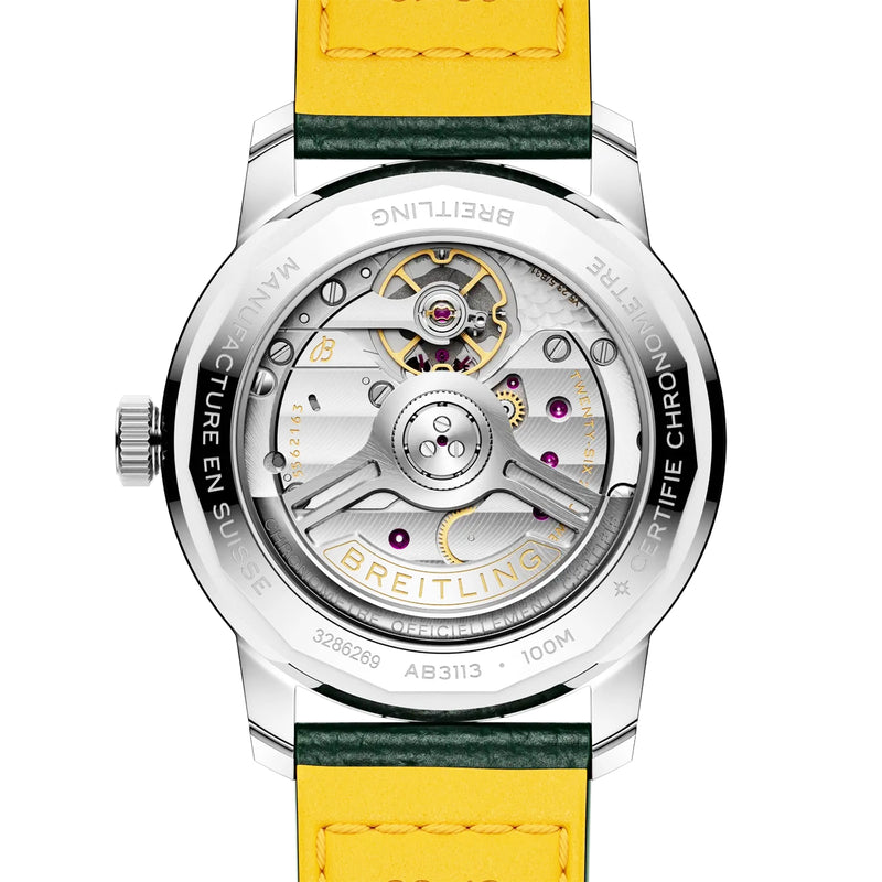 Breitling Top Time B31 38mm Green Dial Automatic Leather Strap Watch - Berry's Jewellers