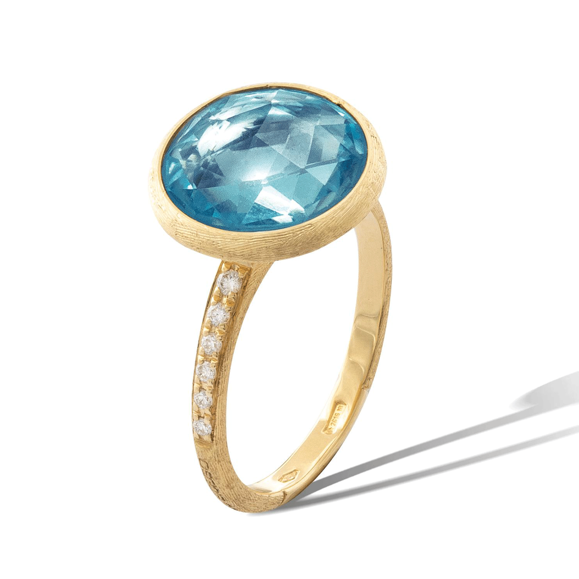 18ct Yellow Gold Jaipur Blue Topaz Medium Ring