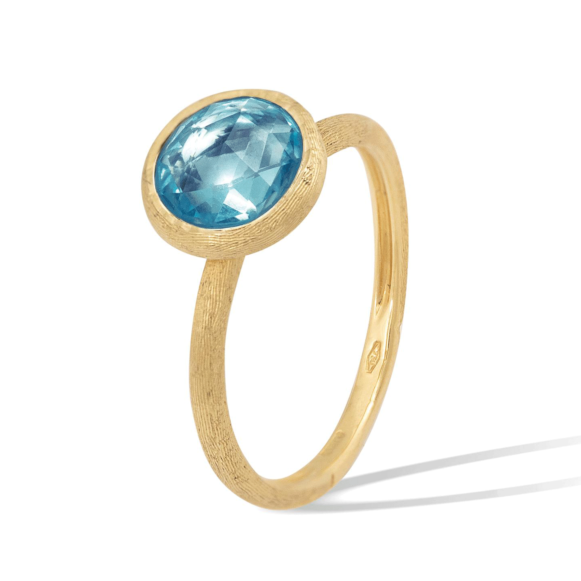 18ct Yellow Gold Jaipur Blue Topaz Small Ring