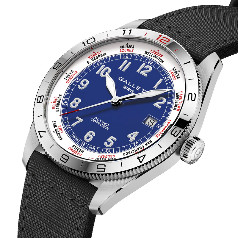 Flying Officer 40mm Blue Dial Fabric Strap Automatic Watch