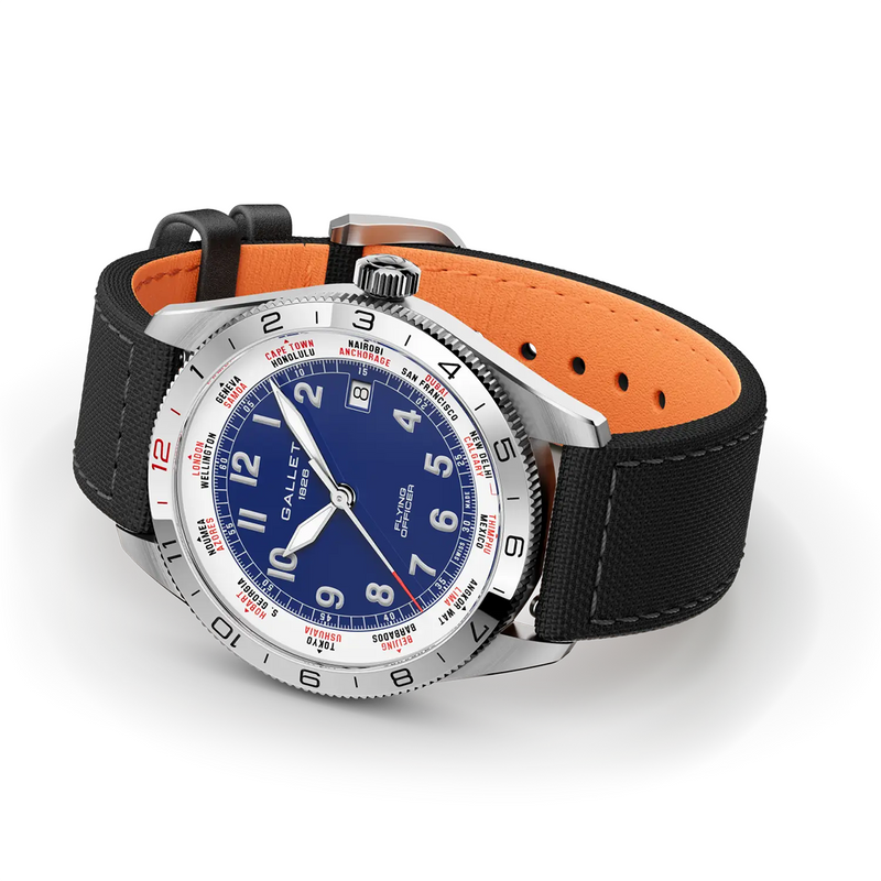 Flying Officer 40mm Blue Dial Fabric Strap Automatic Watch