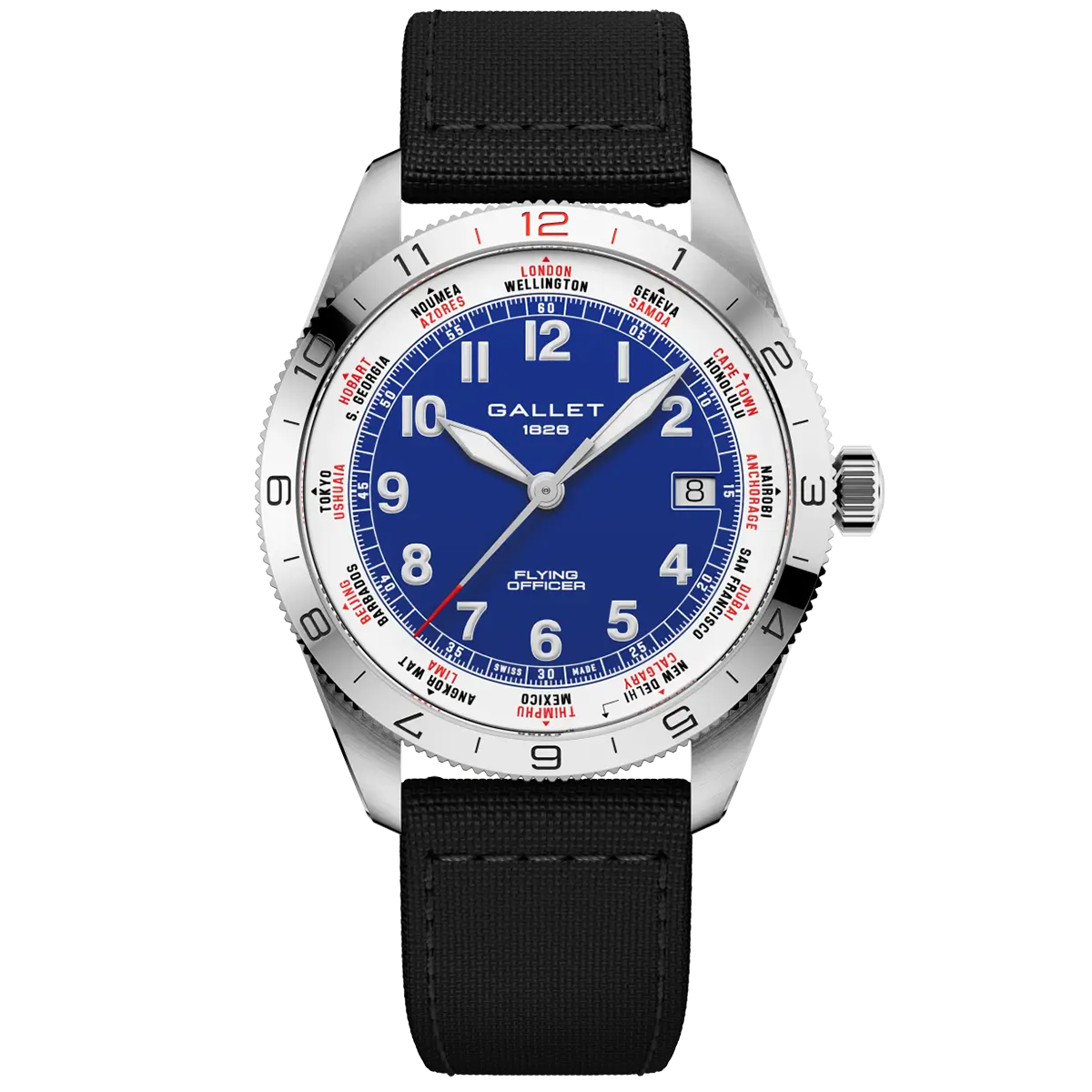 Flying Officer 40mm Blue Dial Fabric Strap Automatic Watch
