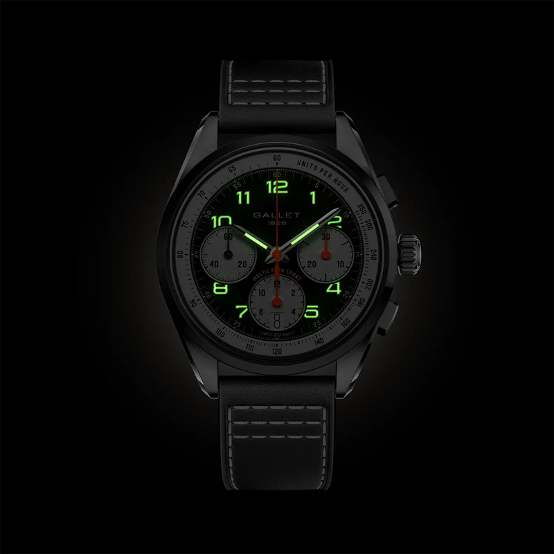 Multichron Sport 41mm Black Opaline Dial Brown Strap Automatic Watch
