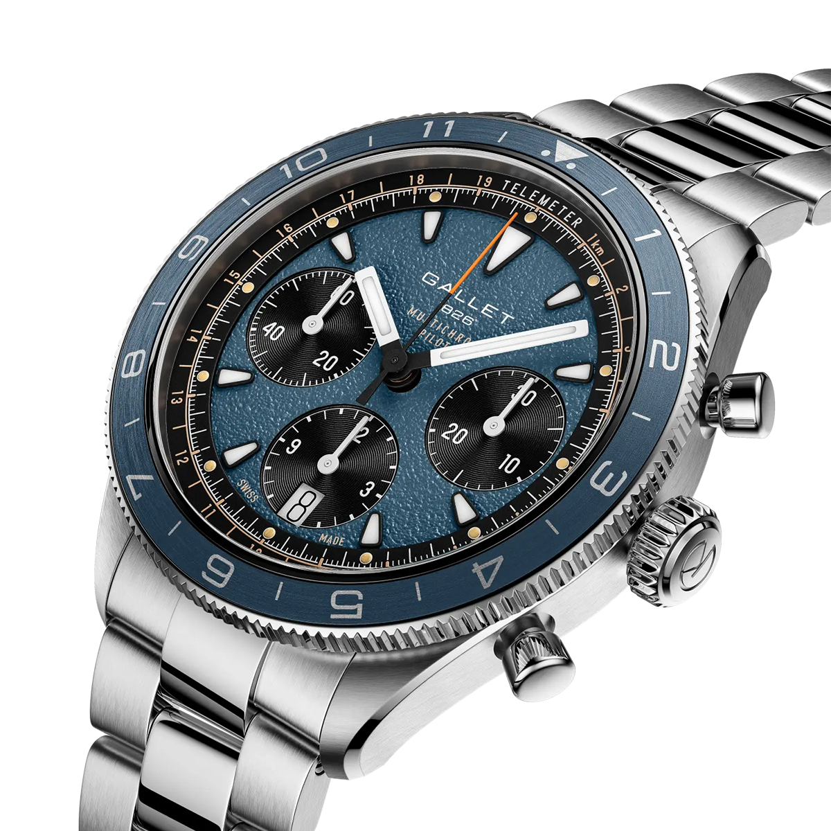 Multichron Pilot 42mm Steel Blue Dial Steel Bracelet Automatic Watch