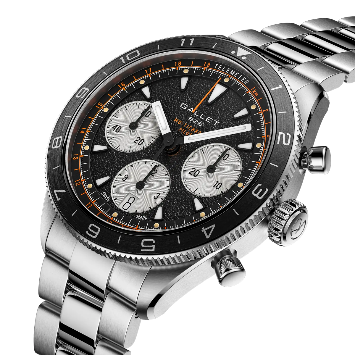 Multichron Pilot 42mm Steel Black Dial Steel Bracelet Automatic Watch