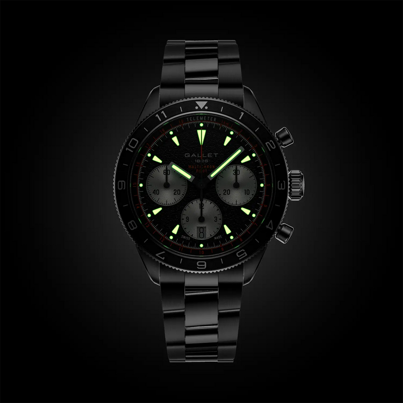 Multichron Pilot 42mm Steel Black Dial Steel Bracelet Automatic Watch