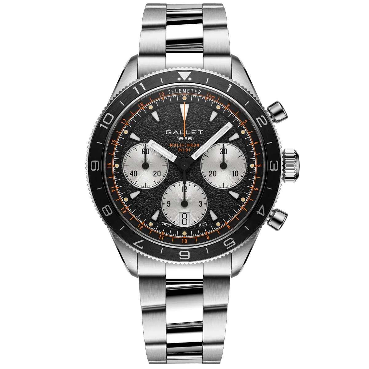 Multichron Pilot 42mm Steel Black Dial Steel Bracelet Automatic Watch