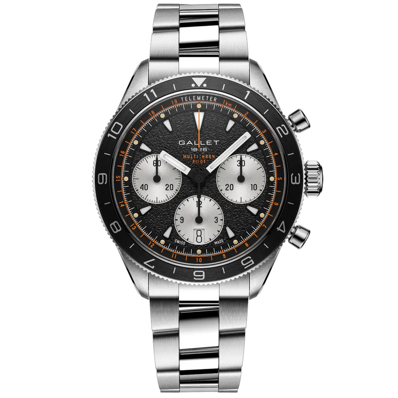 Multichron Pilot 42mm Steel Black Dial Steel Bracelet Automatic Watch