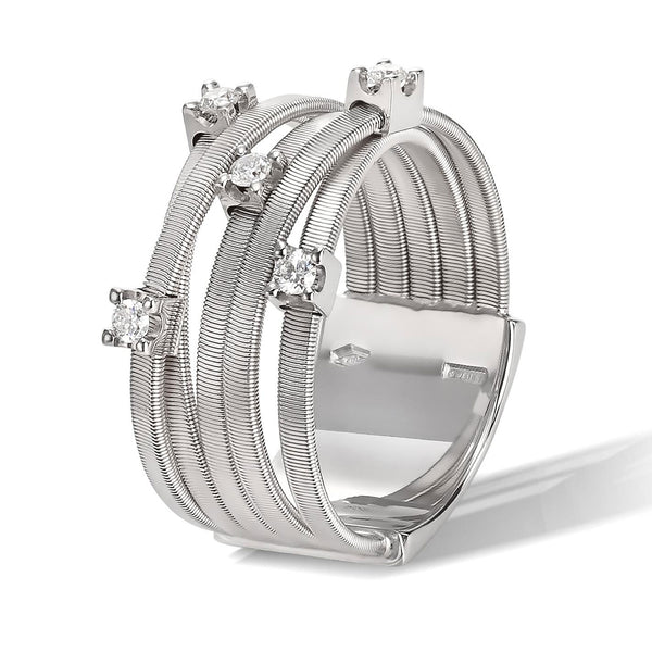 Marco Bicego Goa 18ct White Gold Five Row Diamond Ring - Berry's Jewellers